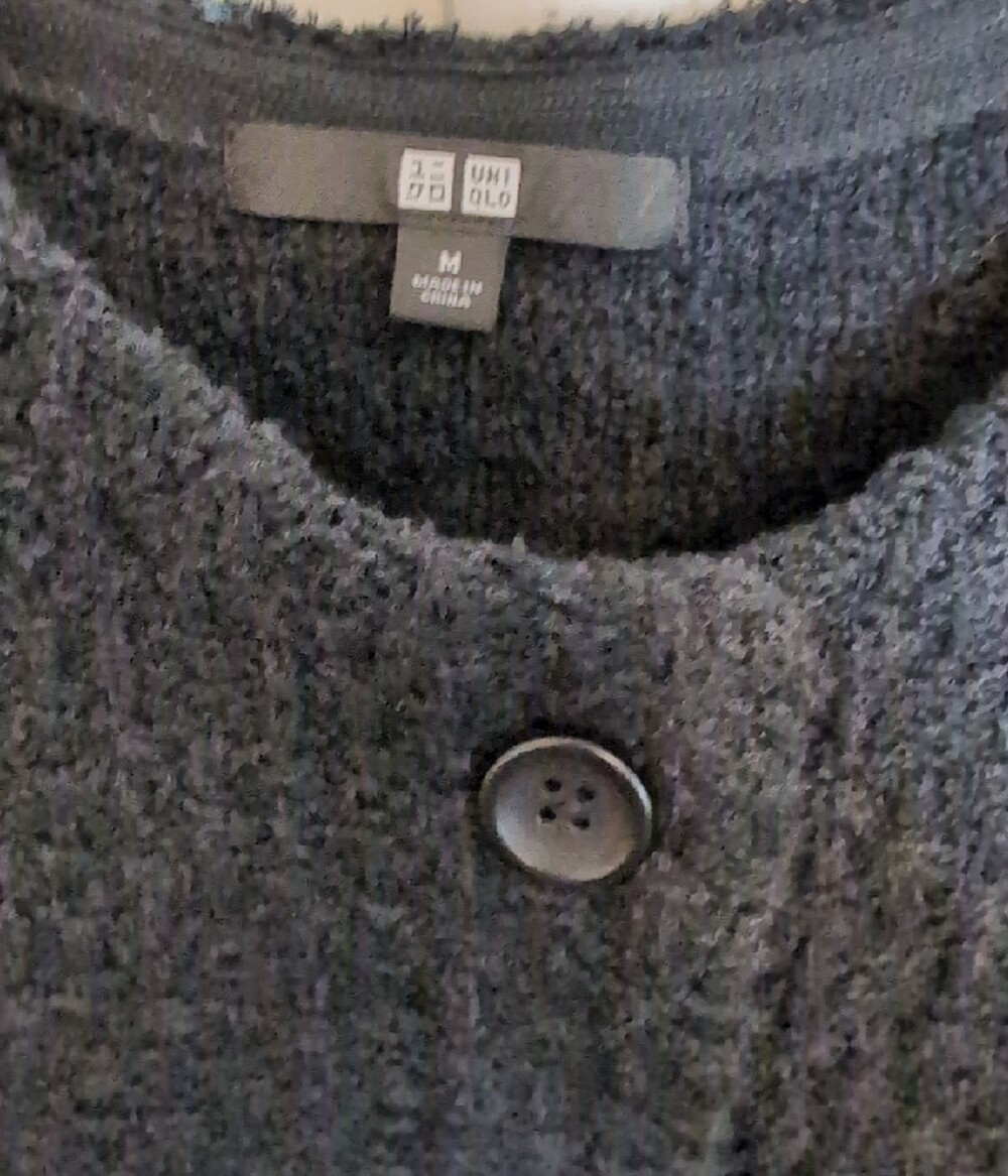 UNIQLO Womens Black Textured Button-Front Cardigan Jacket - Picture 3 of 9